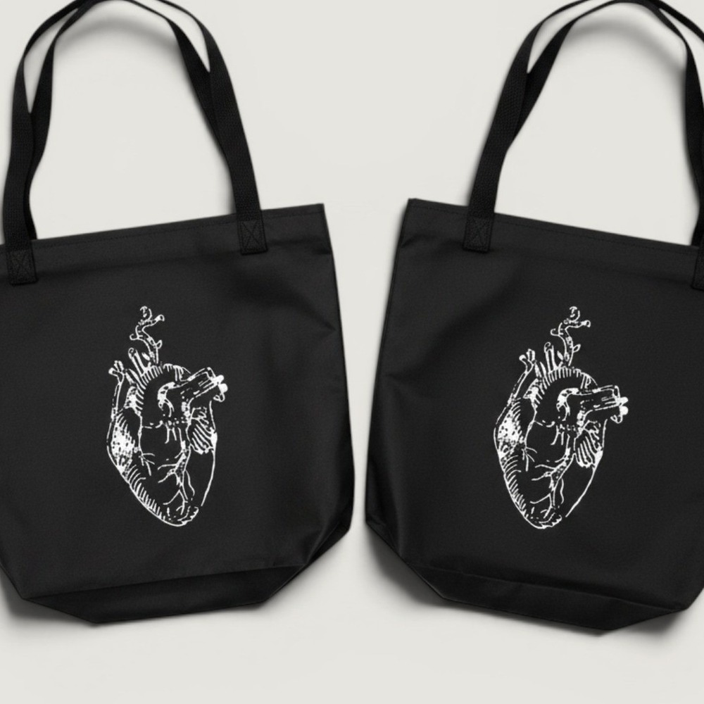 Set of Two - Netflix Guillermo del Toro Frankenstein Tote Bag Anatomical Heart